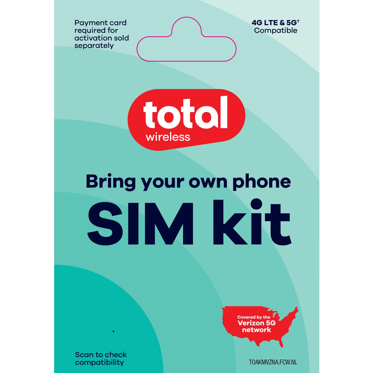 Total Wireless - BYOP Mini SIM Pack Tri-Punch Kit No Airtime Bring Your Own Phone - Teal