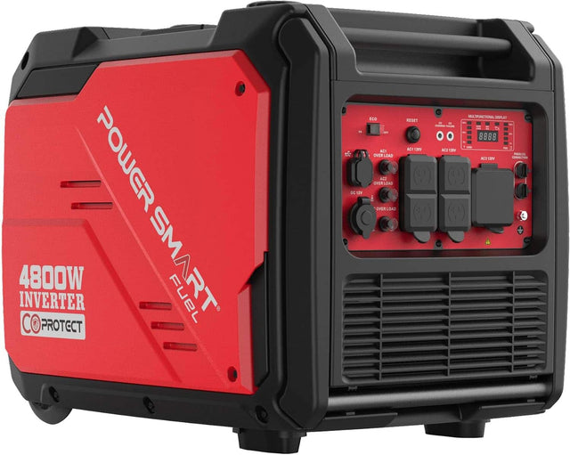 POWER INVERTER 4800W SMART FUEL RT PROTECT

ONE DC 12V

ECO AC1 OVER LOAD AC2 OVER LOAD OVERLOAD

RESET ACT 120V

on sat STERIUM AC2 120V

MULTIFUNCTIONAL DISPLAY MY 8888 PUBL R FRAULEL AC3 120V CONNECTION
