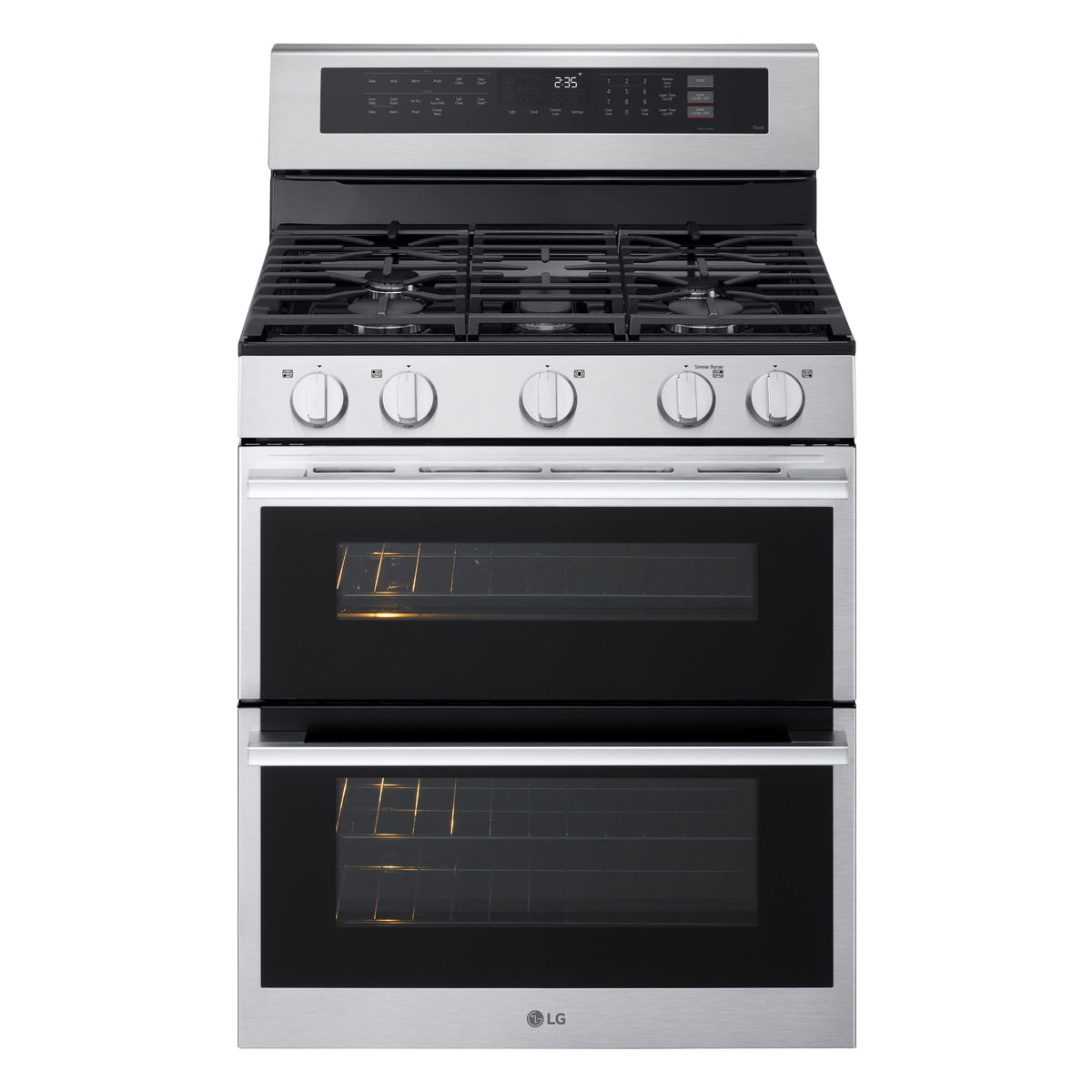 LG - 30-in Wide 6.9 Cu. Ft. Slide-In Double Oven Gas True Convection Smart Range with 5 Burners and UltraHeat 20K BTU Burner - Stainless Steel