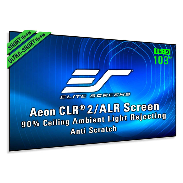 - SHORT throw
- ULTRA-SHORT throw
- 16:9
- 103"
- ELITE SCREENS
- Aeon CLR® 2/ALR Screen
- 90% Ceiling Ambient Light Rejecting
- Anti Scratch