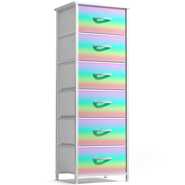 Front. Sorbus - Sorbus Fabric Dresser for Kids Bedroom - Chest of 6 Drawers, Tall Storage Tower, Clothing Organizer, for Closet - Multicolor Trippy.