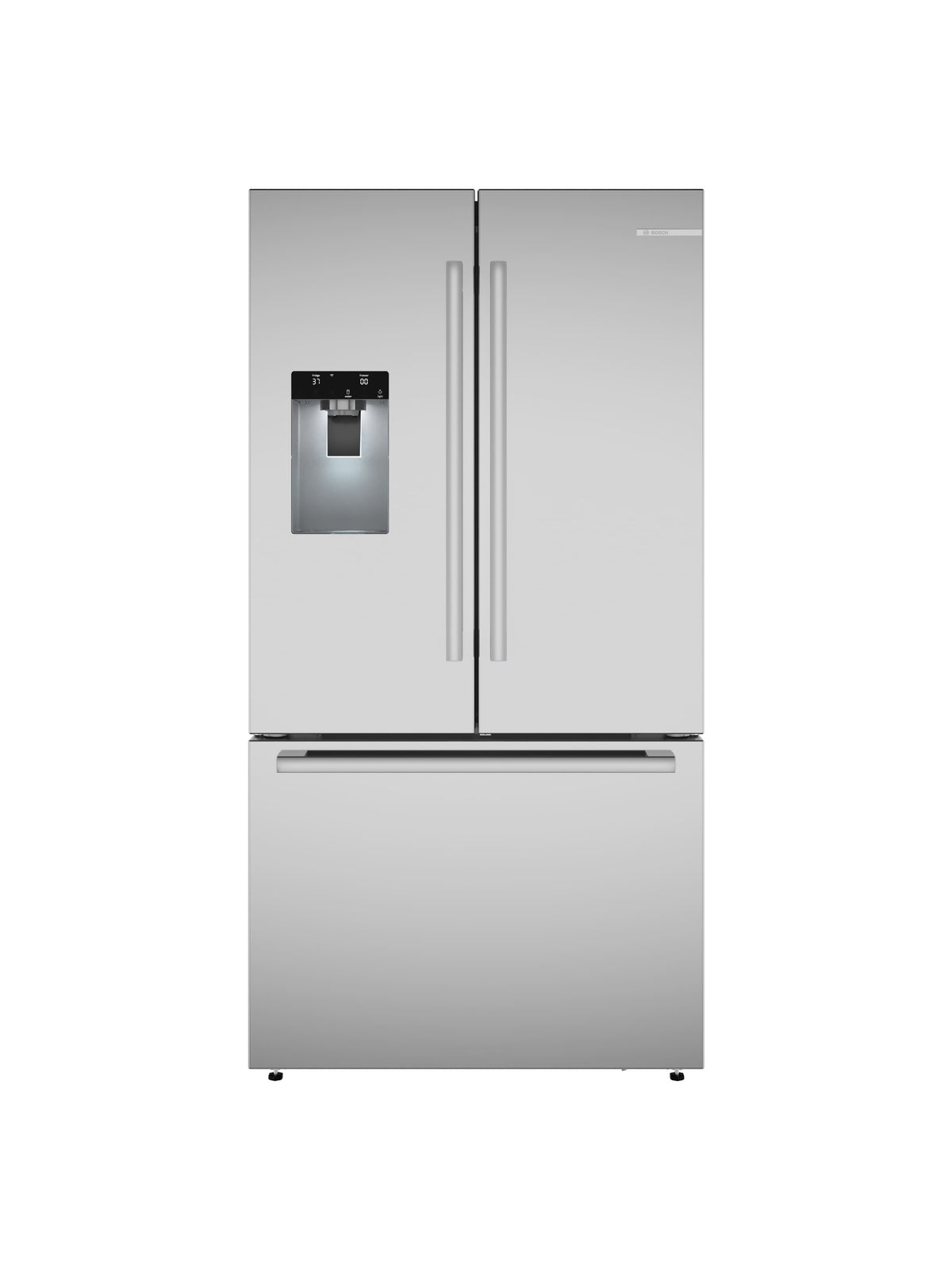 Bosch - 500 Series 36 in. Wide 26 Cu. Ft. 3-Door French Door Smart Freestanding Refrigerator with External Water and Ice - Stainless Steel