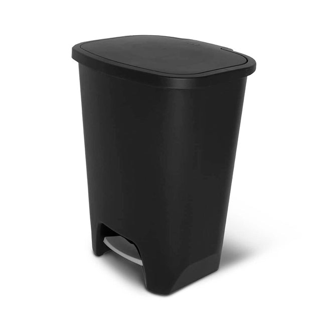 Front. Glad - Glad Kitchen Trash Can with Lid, Foot Pedal and Garbage Bag Rings, 20 Gal, Black - Black.