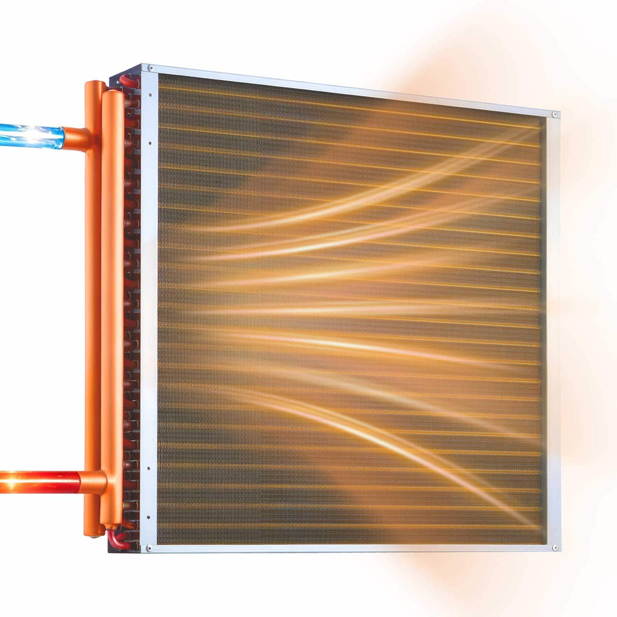 VEVOR - Water to Air Heat Exchanger, 24 x 24 in Finned Tube HVAC Heat Exchanger Coil with Copper Tubes & Aluminum Fins, 225K BTU - Red-brown;Silver