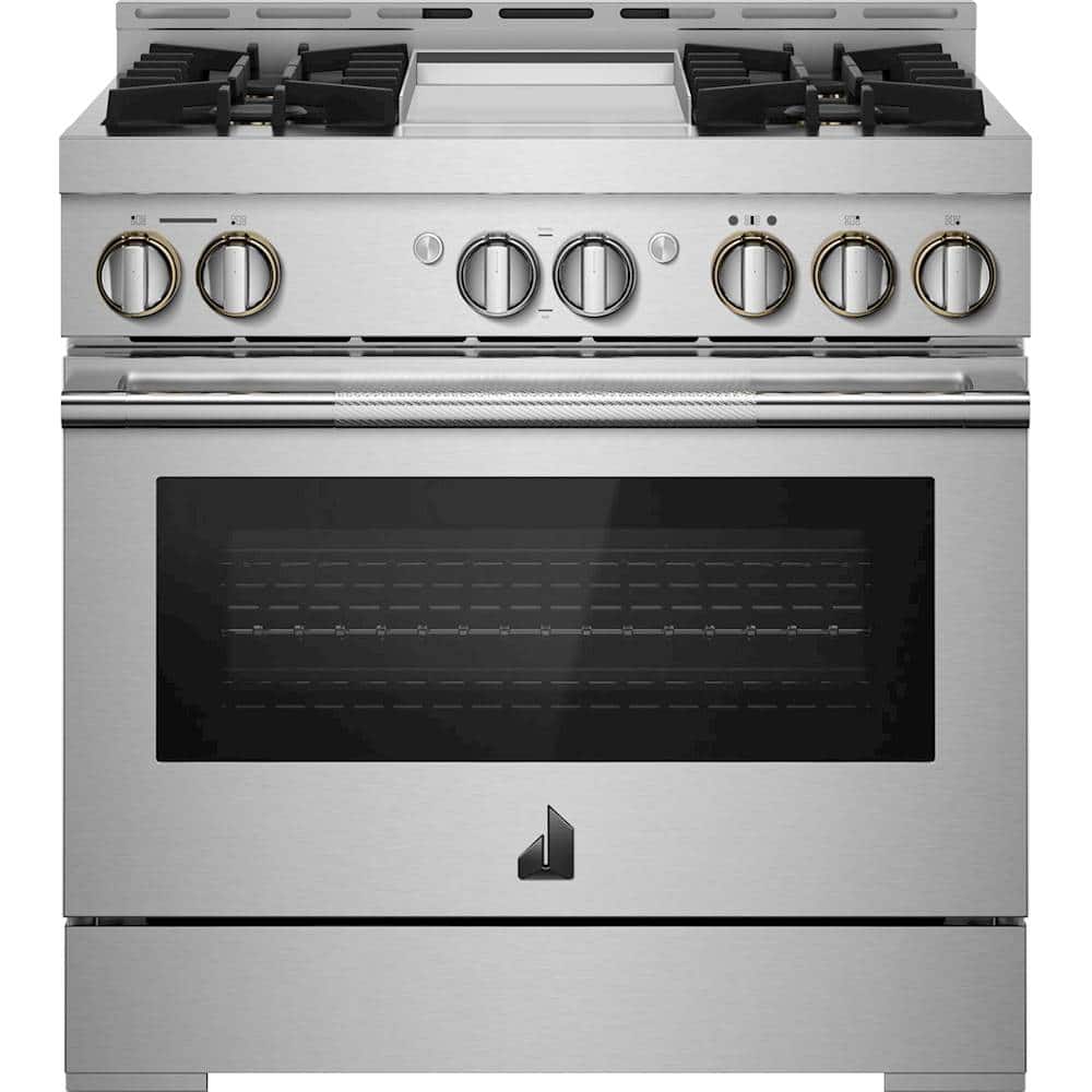 JennAir - 36 in. Wide 4 burner RISE 5.1 Cu. Ft. Self-Cleaning Freestanding Gas Convection Range - Stainless Steel