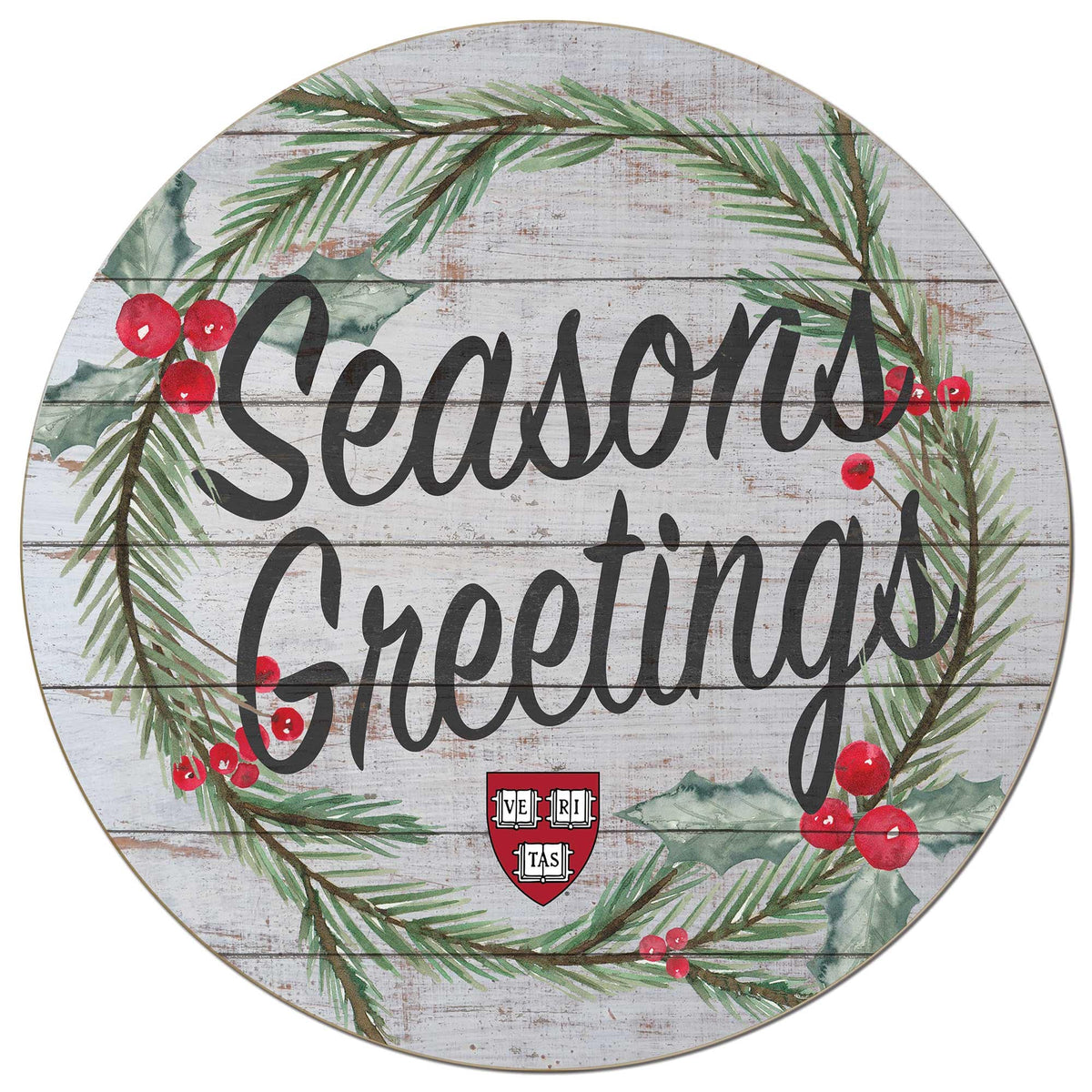 Jardine - Harvard Crimson 20'' x 20'' Season's Greetings Circle - White