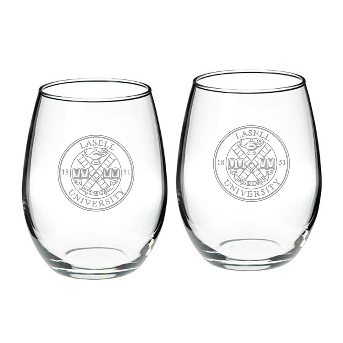 Jardine - Lasell Lasers Team Design Two-Piece 21oz. Stemless Wine Glass Set - Multicolor