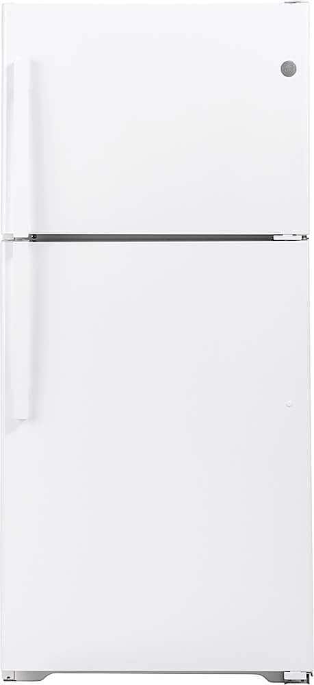 GE - 33 in. Wide 21.9 Cu. Ft. Top-Freezer Refrigerator with Garage Ready Performance - White