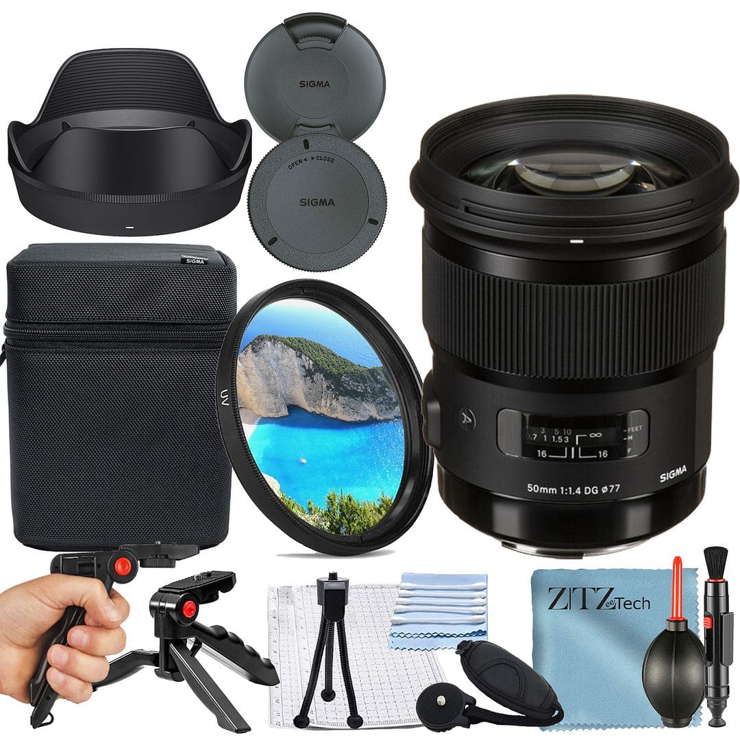 Bundle - Sigma - 50mm f/1.4 Art DG HSM Lens for Canon + UV Filter + ZeeTech - Black