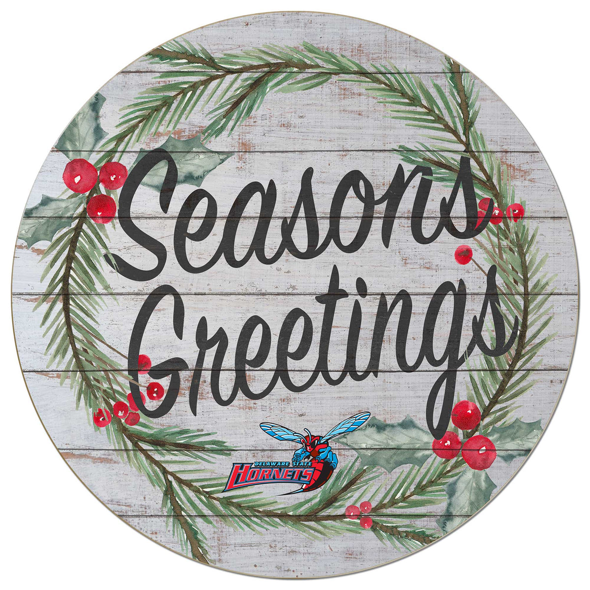 Jardine - Delaware State Hornets 20'' x 20'' Season's Greetings Circle - White