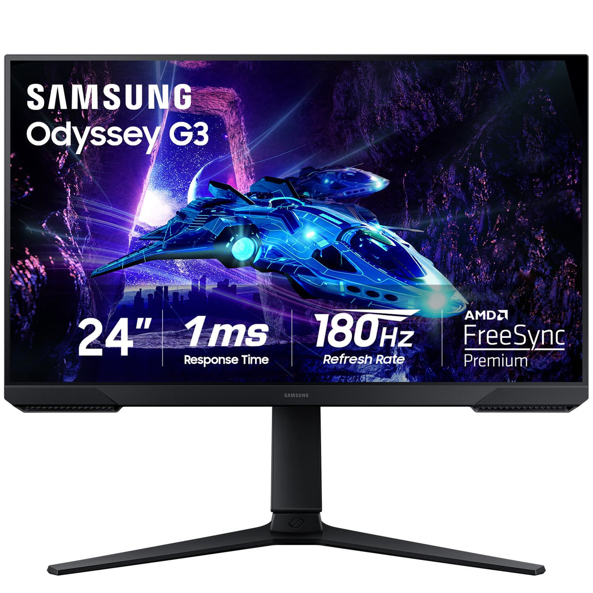 Samsung - Odyssey G30D 24" LED FHD AMD FreeSync Premium 180Hz 1ms Gaming Monitor (DisplayPort, HDMI) - Black