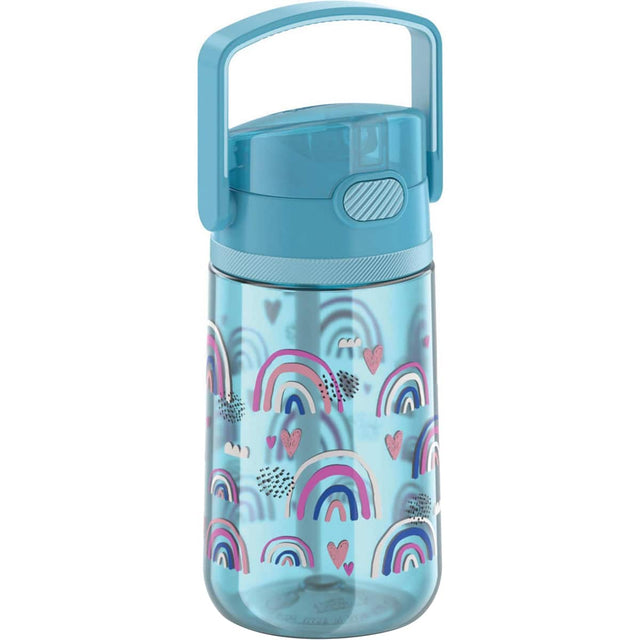 Front. Thermos - Thermos Kid's 14 oz. Plastic Hydration Bottle w/ Flip-Up Straw - Joyful Rainbow - Joyful Rainbow.