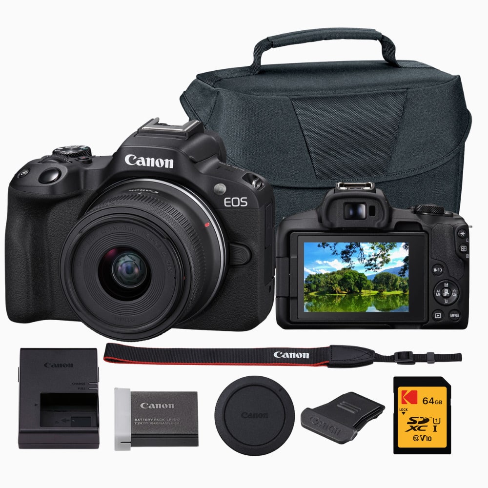 Canon - EOS R50 Mirrorless Camera with 18-45mm Lens Bundle