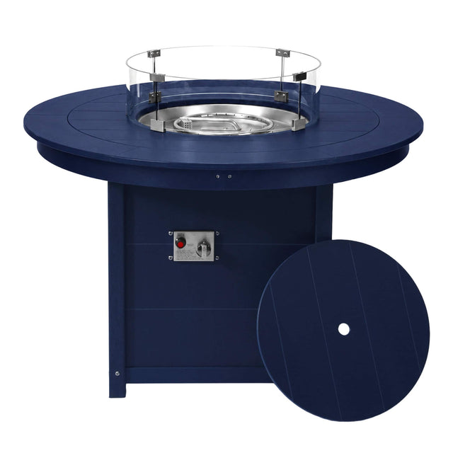 Front. WestinTrends - WestinTrends Helios 47" Modern Outdoor Patio Propane Gas Round Fire Pit Table - Navy Blue.