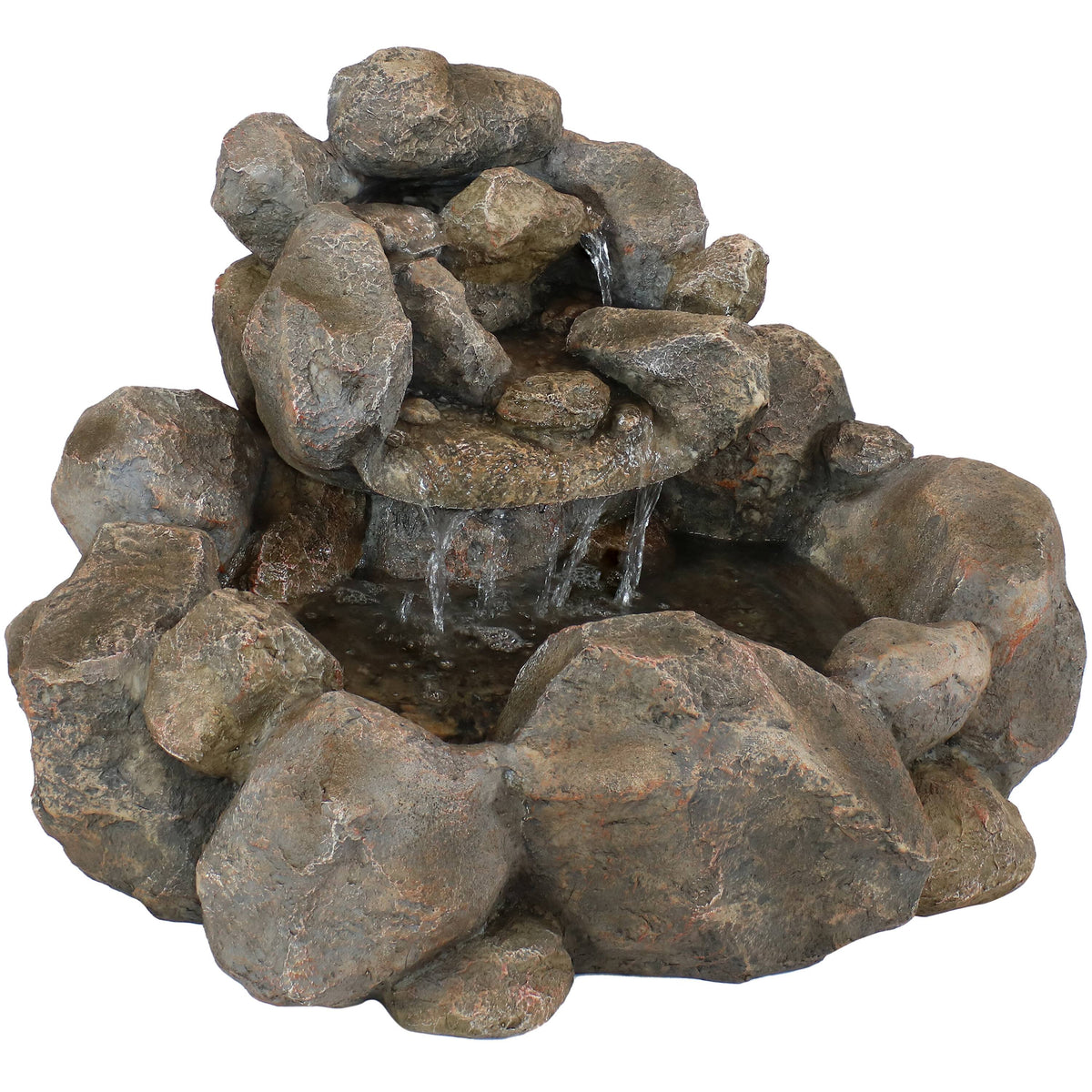Sunnydaze - Electric Resin Rocky Ravine Outdoor Water Fountain - 18 in - Gray