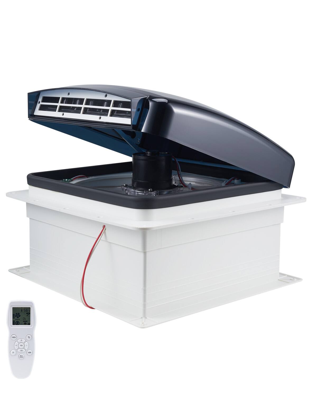 VEVOR - RV Vent Fan, 14 inch RV Roof Vent Fan 12V, Powerful 10-Speed Reversible Fan with Remote Control, Built-in Rain Cover - Smoke