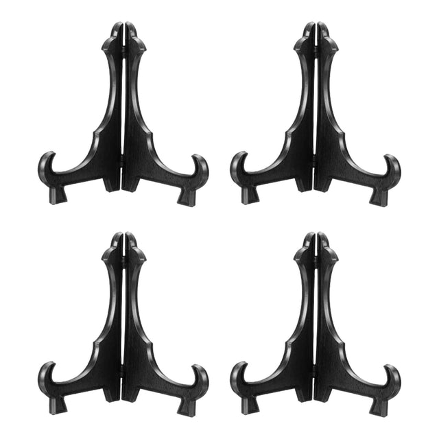 Front. Unique Bargains - 4pcs Acrylic Easels Plate Stands 6.1 Inch Folding Display Stands Holder for Frames Pictures Magazines - Black.