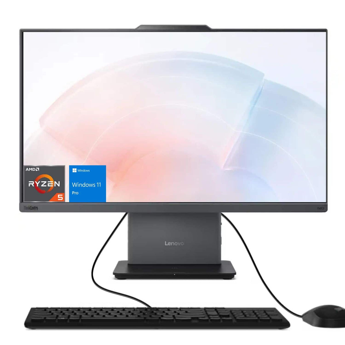 Lenovo - Upgraded - ThinkCentre neo 50a 23.8" FHD All-in-One - AMD Ryzen 5 220 - 16GB RAM 1TB SSD - Wired Keyboard & Mouse - Black
