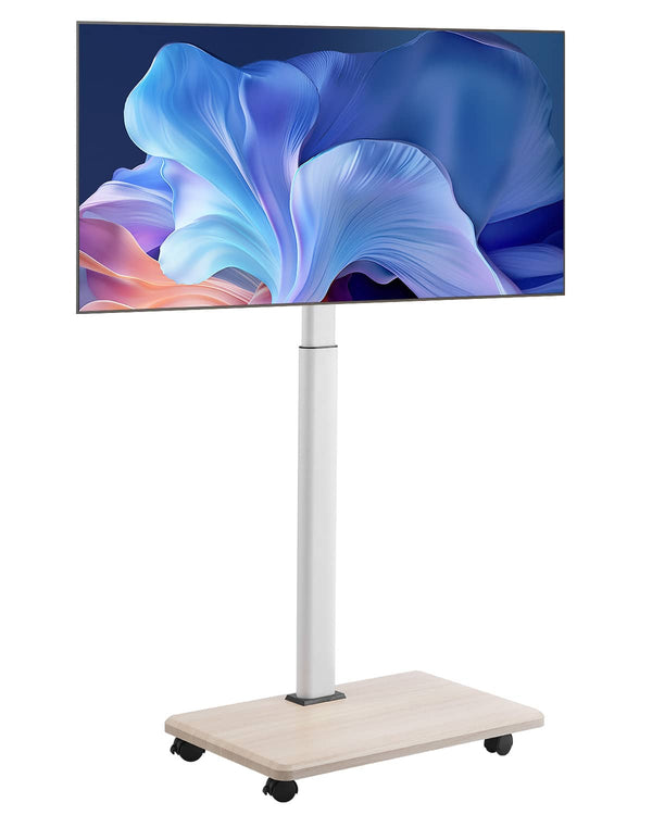 VEVOR - Rolling TV Stand, Mobile TV Cart for 32-70 Inch Screens, 25° Left-Right Rotation and Height Adjustable TV - White