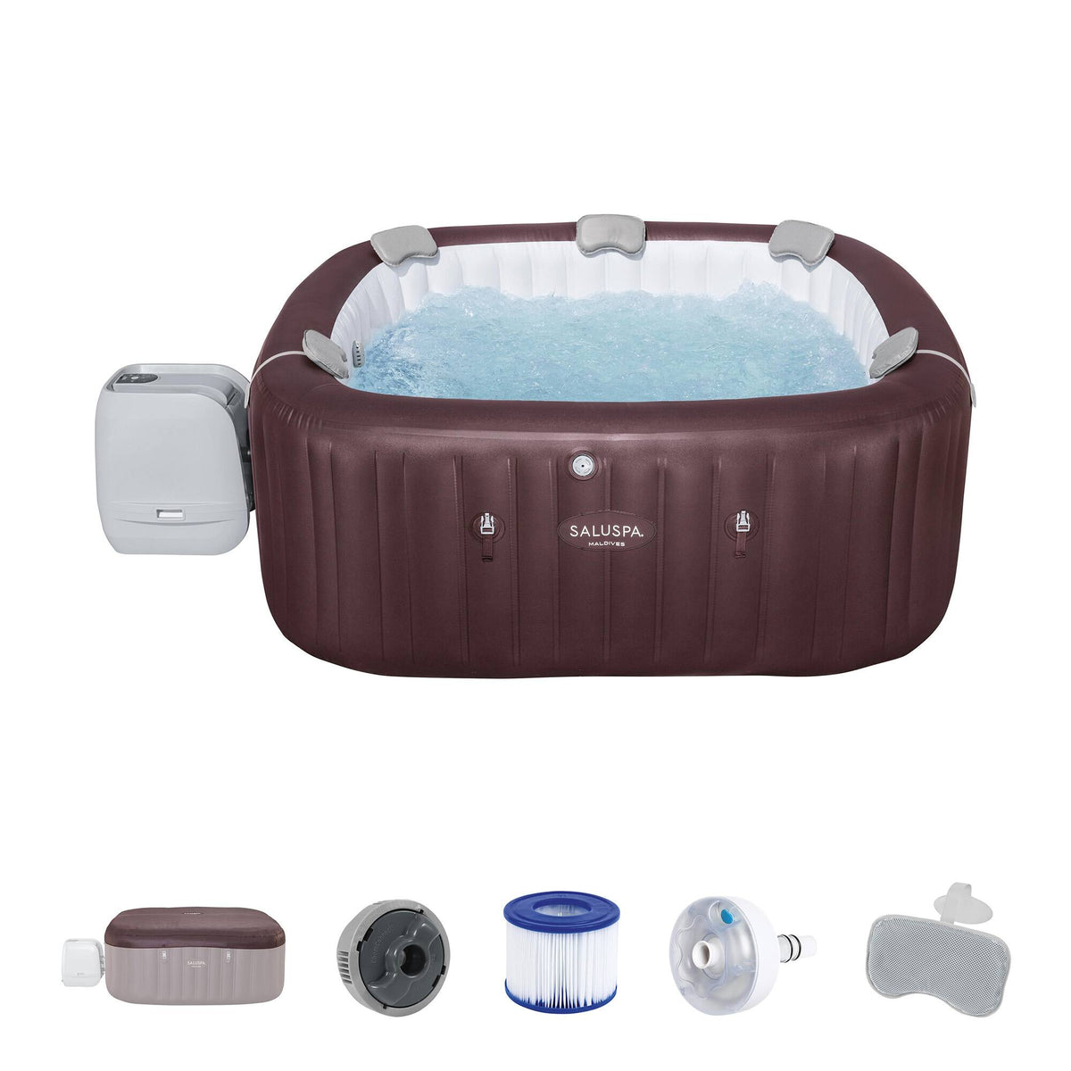 Bestway - SaluSpa Maldives 5-7 Person Energy-Efficient HydroJet Inflatable Hot Tub - Burgundy