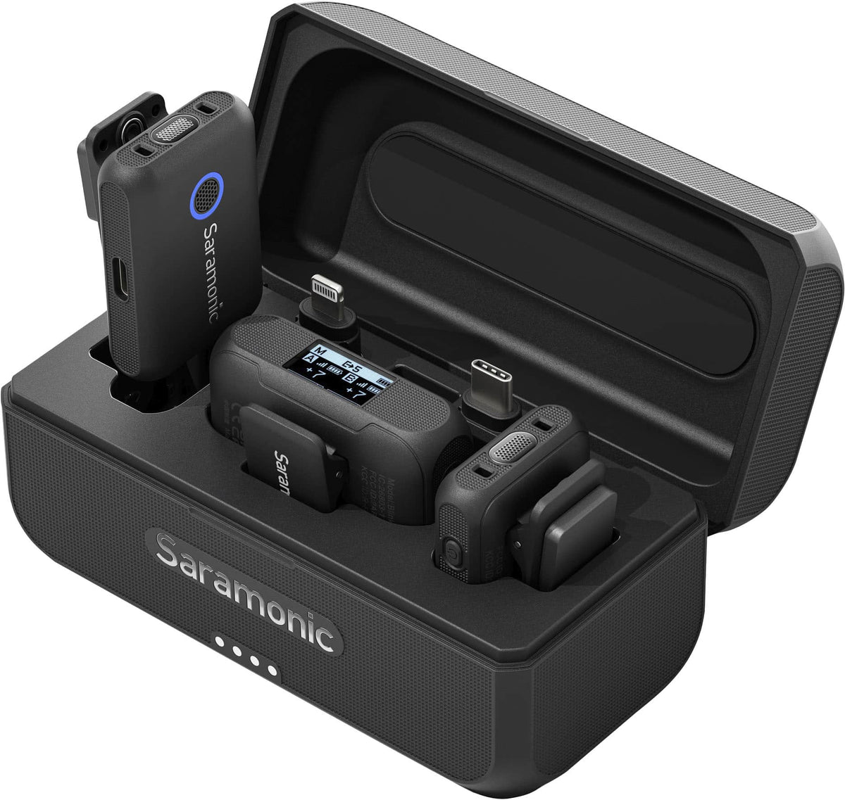 Saramonic - Blink 500 B2+ 2-Person Wireless Mic System w/ Device Mount Receiver 3.5mm, USB-C & Lightning Outs - Black