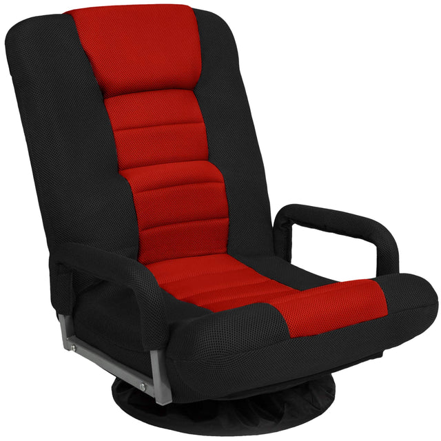 Front. Best Choice Products - Best Choice Products 360-Degree Swivel Gaming Floor Chair w/ Armrest Handles, Foldable Adjustable Backrest - Black/Red - Black/Red.