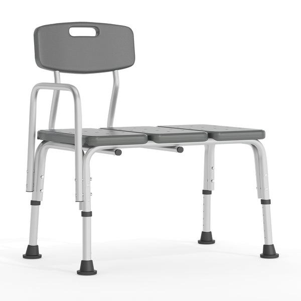 Emma + Oliver - 300 Lb. Capacity Adjustable Bath & Shower Medical Transfer Bench - Gray