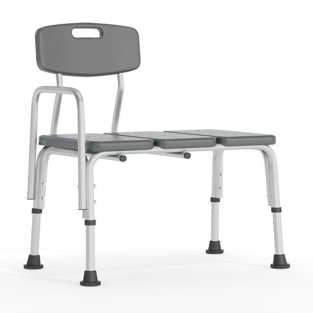 Front. Emma + Oliver - 300 Lb. Capacity Adjustable Bath & Shower Medical Transfer Bench - Gray.