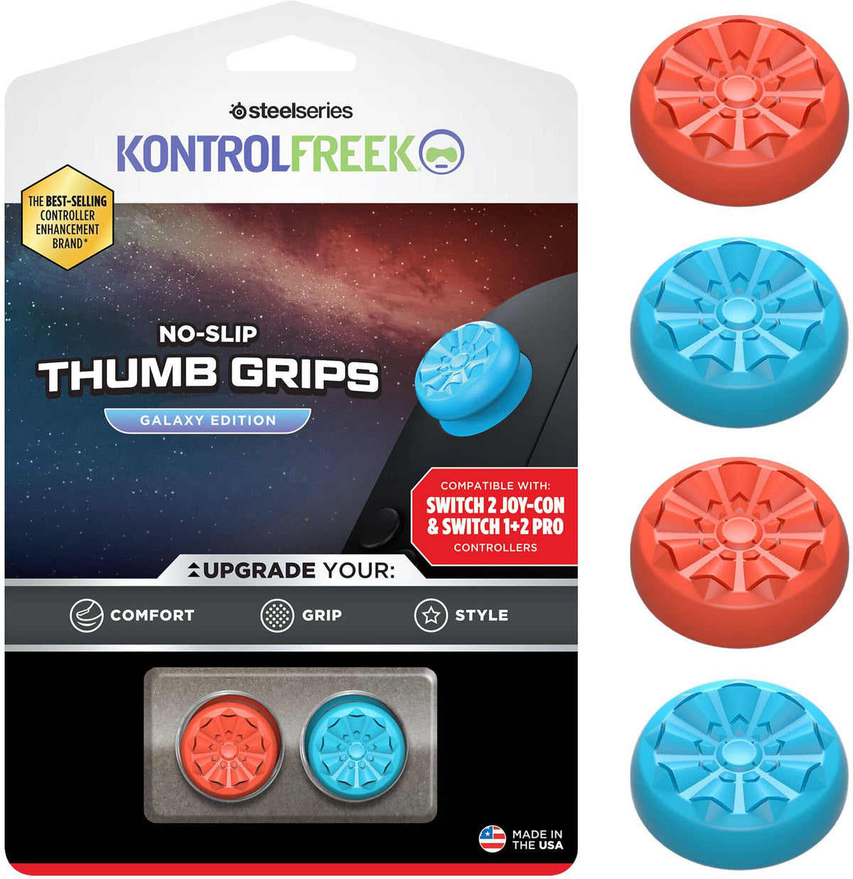 KontrolFreek - Galaxy Thumbgrips for Switch2 - Red/Blue