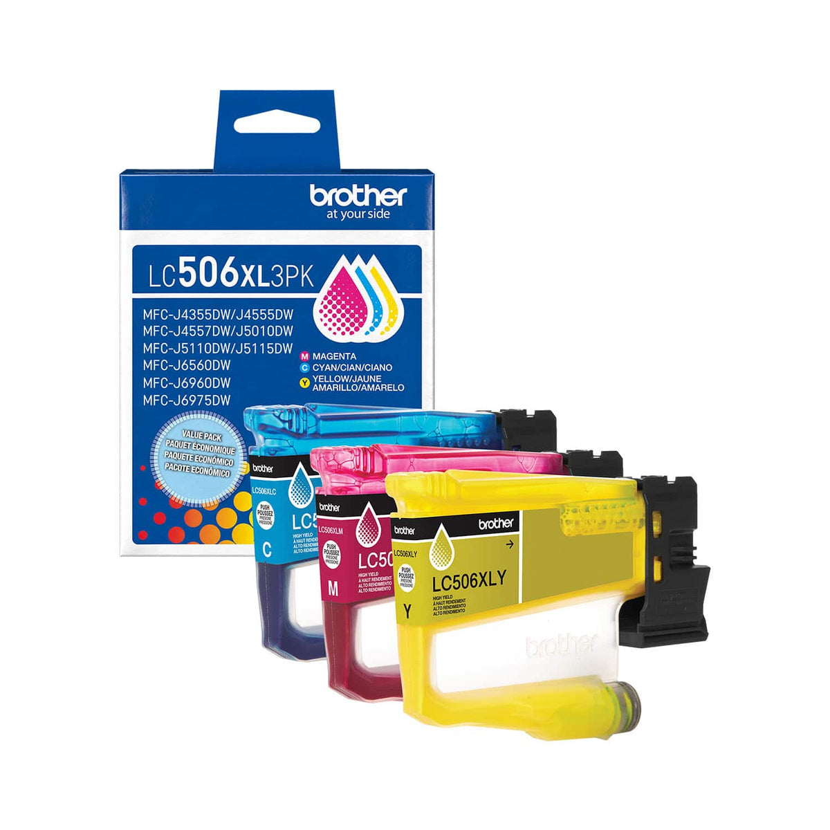 Brother - Genuine LC506XL3PK 3-Pack High Yield Color Ink Cartridges - Cyan/Magenta/Yellow