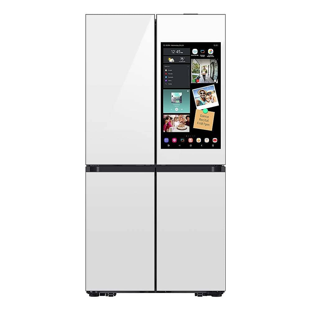 Samsung - 36 in. Wide OPEN BOX Bespoke 29 Cu. Ft. 4-Door Flex French Door Smart Refrigerator with AI Family Hub+ - White Glass