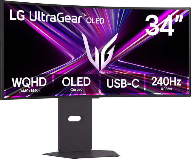 LG UltraGear™ OLED  
34"  
WQHD (3440x1440)  
OLED Curved  
USB-C  
240Hz  
0.03ms