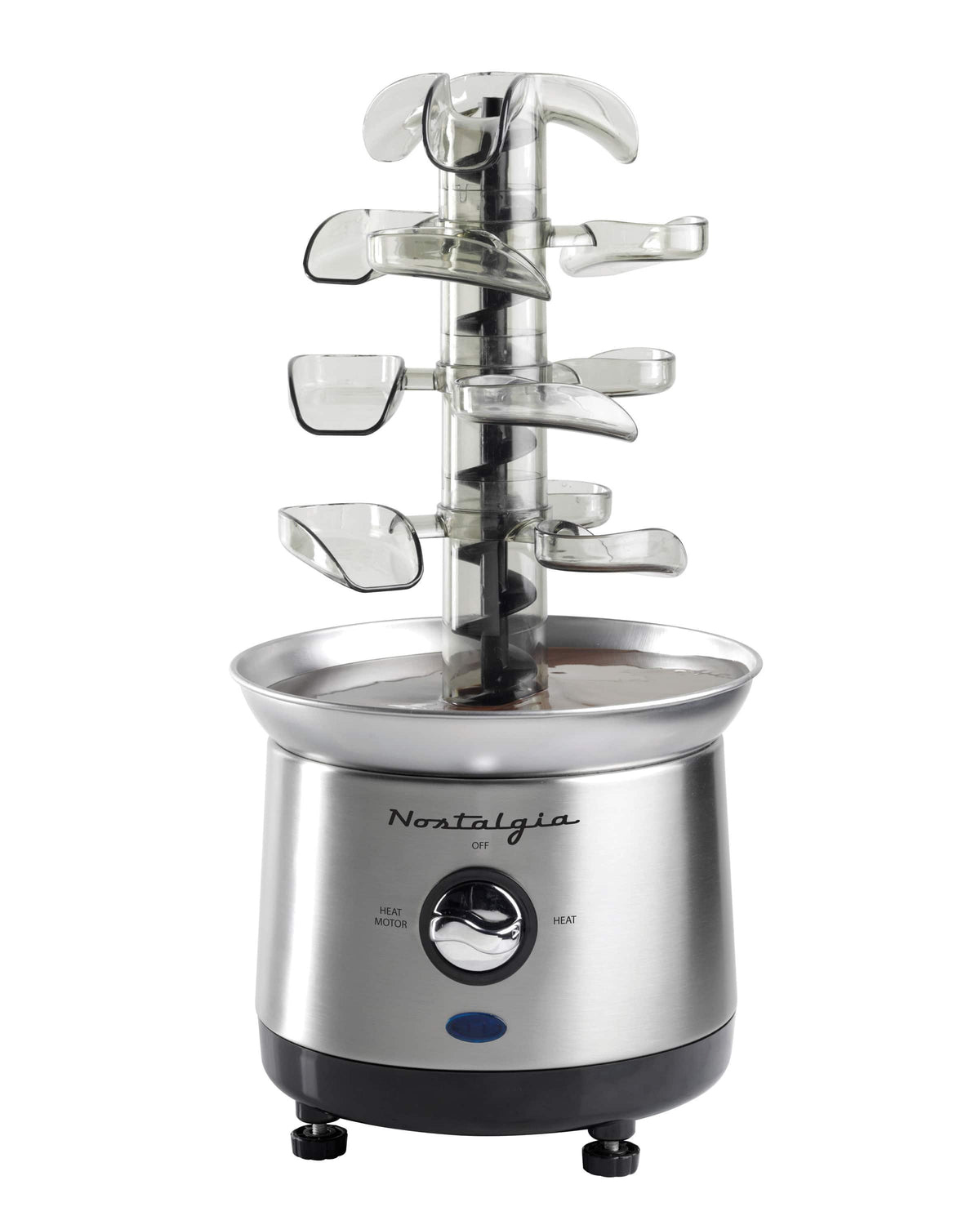 Nostalgia - 2-lb. Cascading Fondue Fountain - Chocolate, BBQ Sauce, Ranch, Nacho Cheese, Buffalo Sauce - Stainless Steel