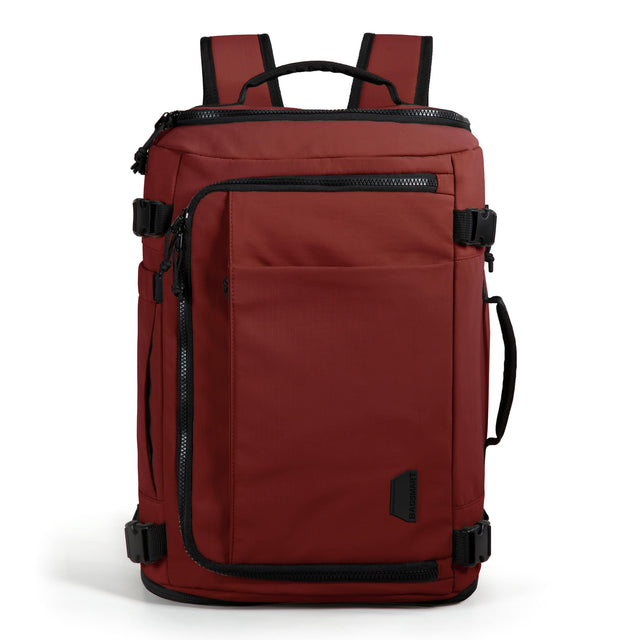 Front. Bagsmart - Blast 38L Expandable Travel Backpack, Flight Approved Carry On Laptop Backpack with USB Port for Men Women - Brick Red.