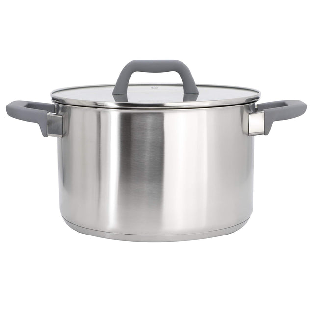 Front. Oster - Oster Beauford 6.5 Quart Brushed Stainless Steel Stock Pot with Lid - Silver.