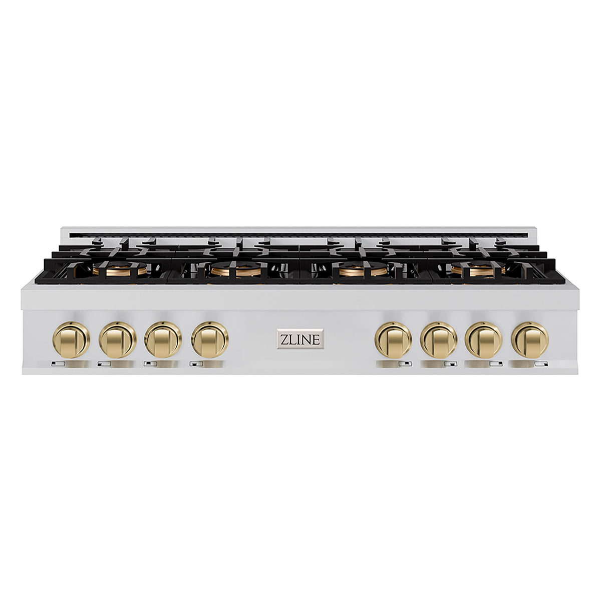 ZLINE - 48 in. Wide 8 Burner Autograph  Classic Rangetop with DuoPro Burners and Bronze Accents (PCRTZ-48-CB) - Stainless Steel
