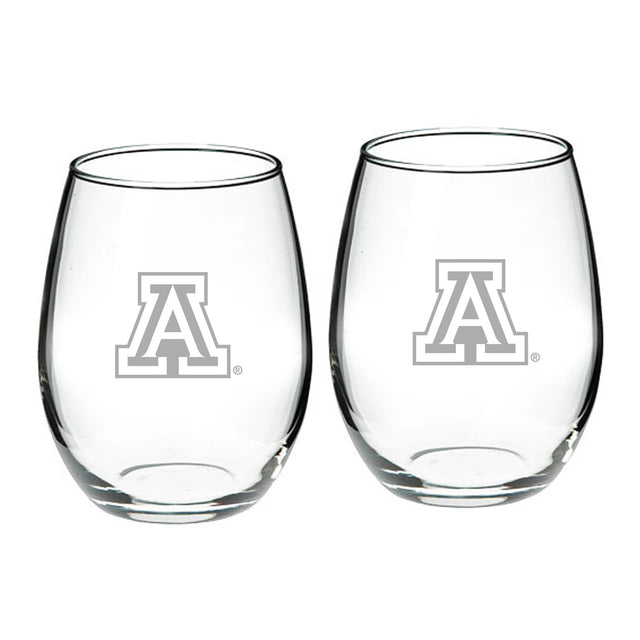Front. Jardine - Arizona Wildcats 21oz. 2-Piece Stemless Wine Glass Set - Multicolor.