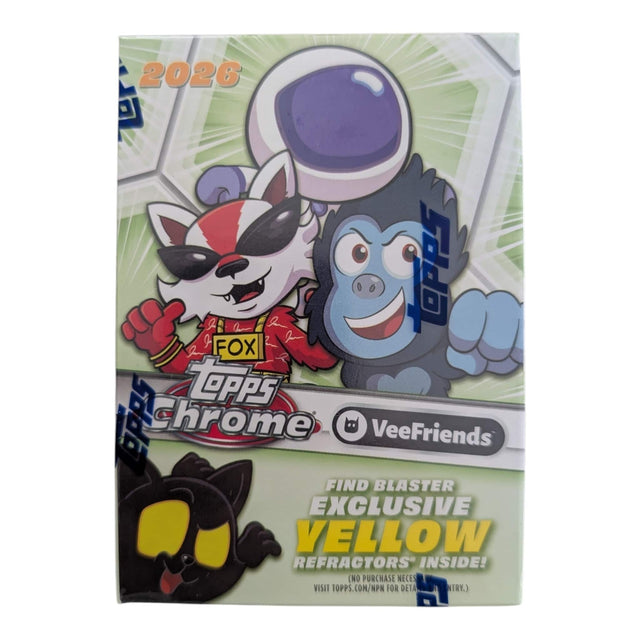 2026 D TOPPS FOX TOPPS Chrome B VeeFriends FIND BLASTER EXCLUSIVE YELLOW REFRACTORS INSIDE! (NO PURCHASE NECESSARY VISIT TOPPS.COM/N FOR DETAILS.)