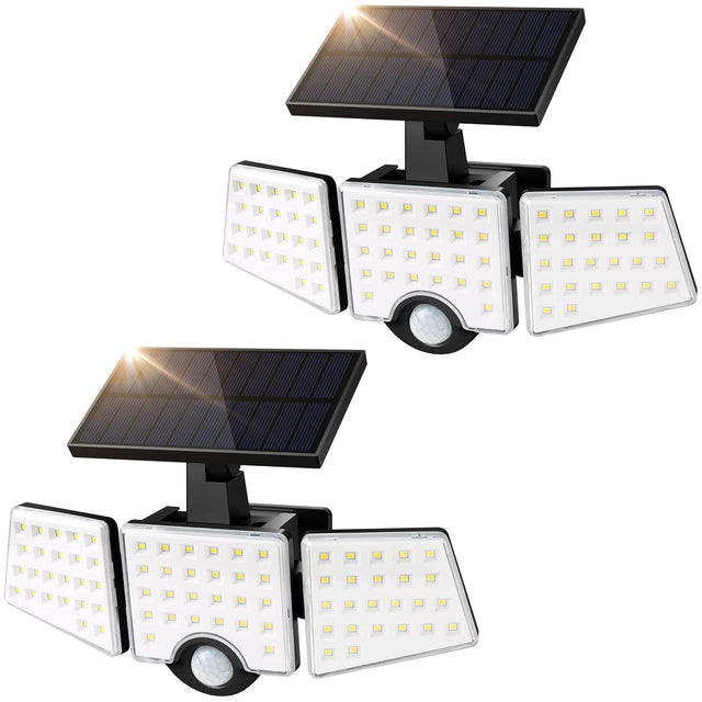 Front. Lepro - Solar Lights with Motion Sensor, High Brightness, Adjustable Heads, Waterproof Wireless Wall Light for Yard Garage - Black.