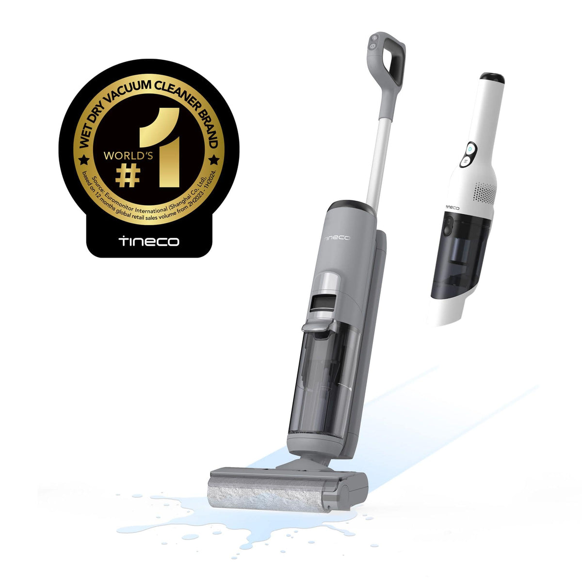 Tineco - GO XL Cordless Wet/Dry Mop and Vacuum with GO Mini Handheld Vacuum Bundle,W Self-Cleaning Dock - Grey+Black