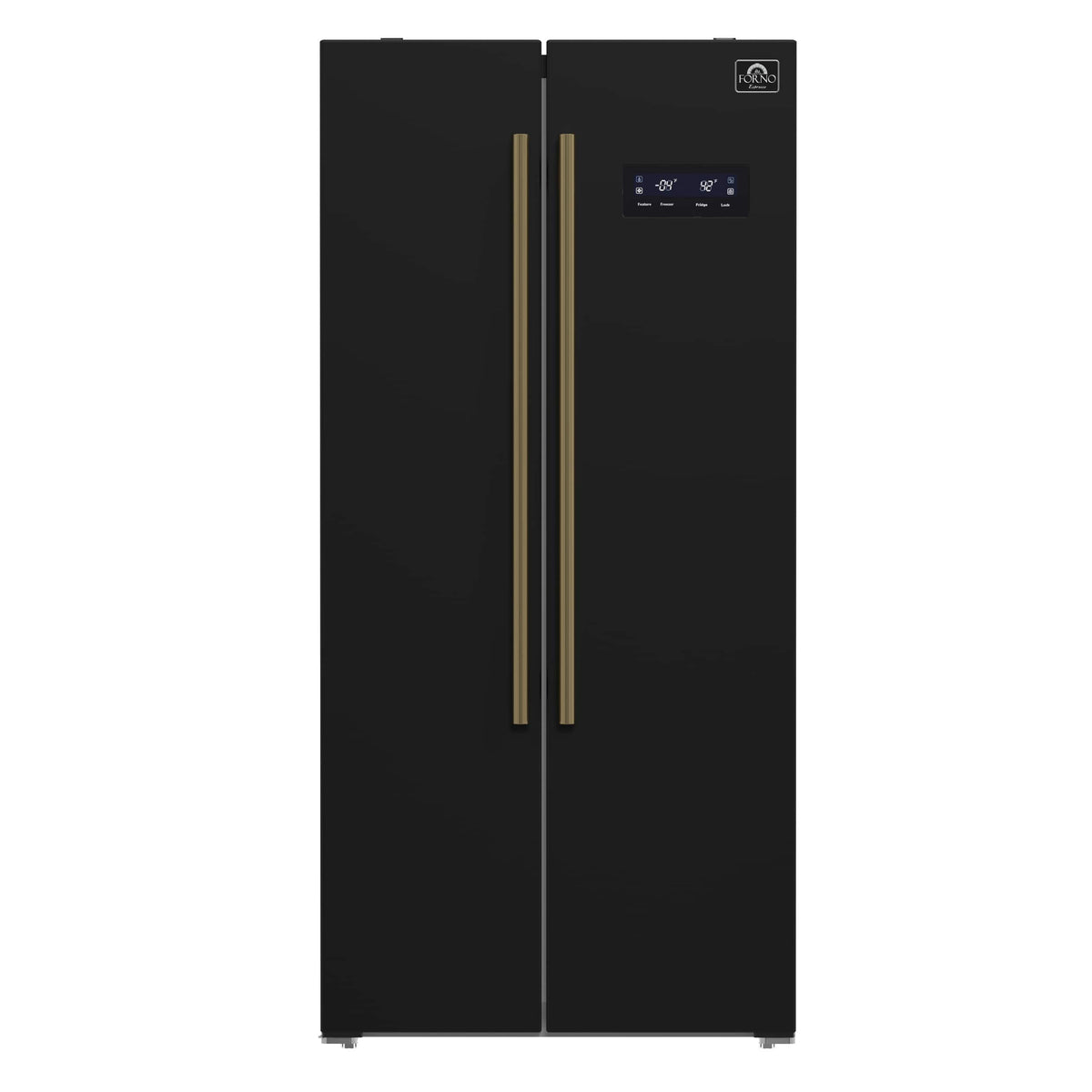 Forno Appliances - 33 in. Wide Salerno 15.6 Cu. Ft. Freestanding Counter-Depth Side-by-Side Refrigerator with Customizable Handles - Black
