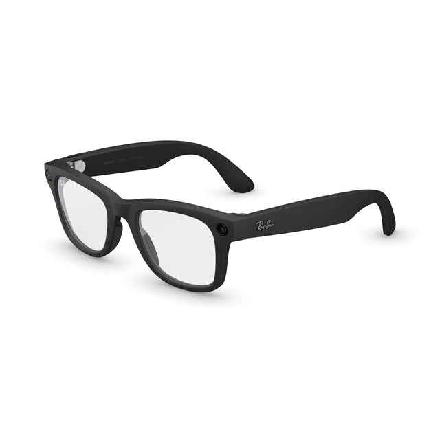 Front. Ray-Ban Meta - Wayfarer (Gen 2) glasses with Meta AI, Audio, Photo, Video Compatibility - Clear lenses - Matte Black.