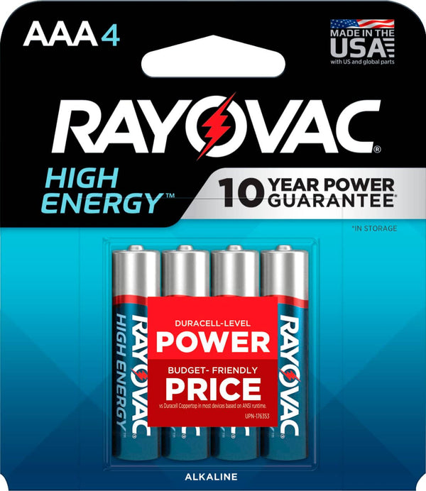 Rayovac - High Energy AAA Batteries (4 Pack), Alkaline Triple A Batteries