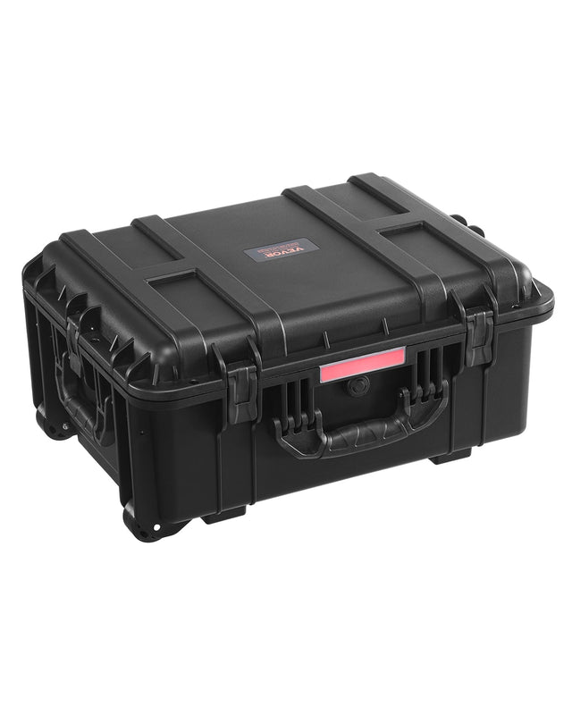 Front. VEVOR - Weatherproof Hard Case,Heavy Duty Protective Dry Box Case with Pre-Cut Foam,Wheels & Retractable Pull Handles for Travel - Black.