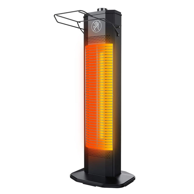 Front. Petrimins - 27" Outdoor Electric Patio Heater, 1200W Infrared Tower Heater with Waterproof, Overheat Protection for Indoor Outdoor - Black.