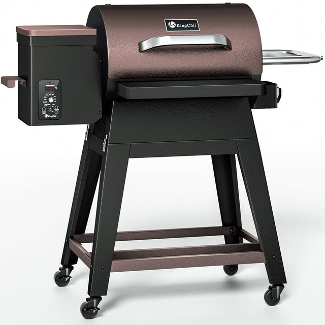 Front. KingChii - KingChii 485 Sq. In. Portable Wood Pellet Grill with Detachable Body & Legs - Brown.