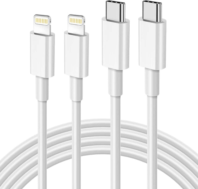 Front. Core Tech - USB-C to Lightning Fast Charging Cable 2-Pack for iPhone and iPad - White.
