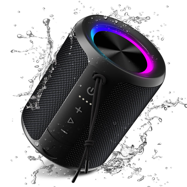 Front. Ortizan - Bluetooth Speaker Wireless,IP67 Waterproof & Dustproof Portable Speaker with Lights,15W Loud Stereo Sound, 2600mAh Batte - black.