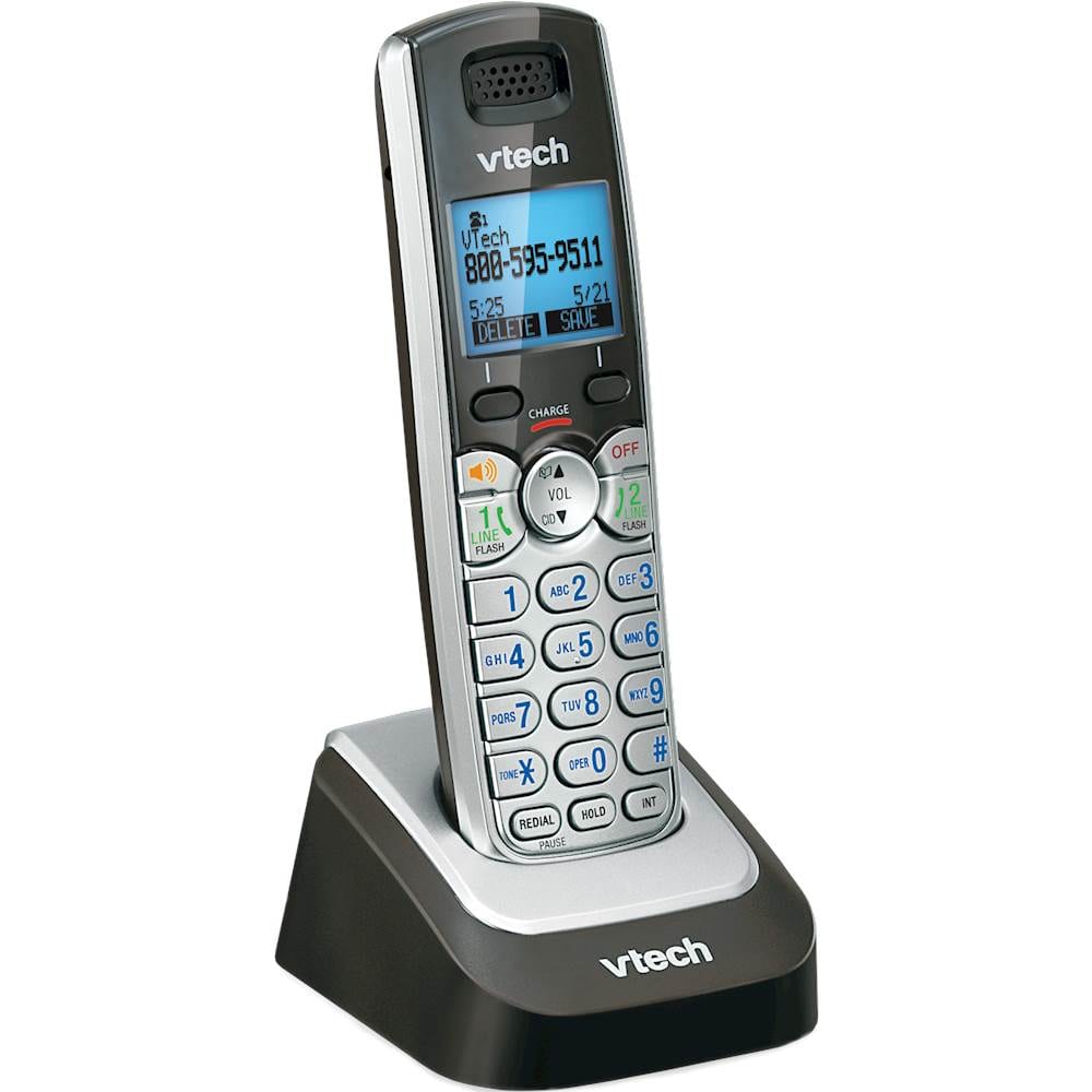 VTech - DS6101 DECT 6.0 Cordless Expansion Handset for Expandable Phone System - Black/Silver