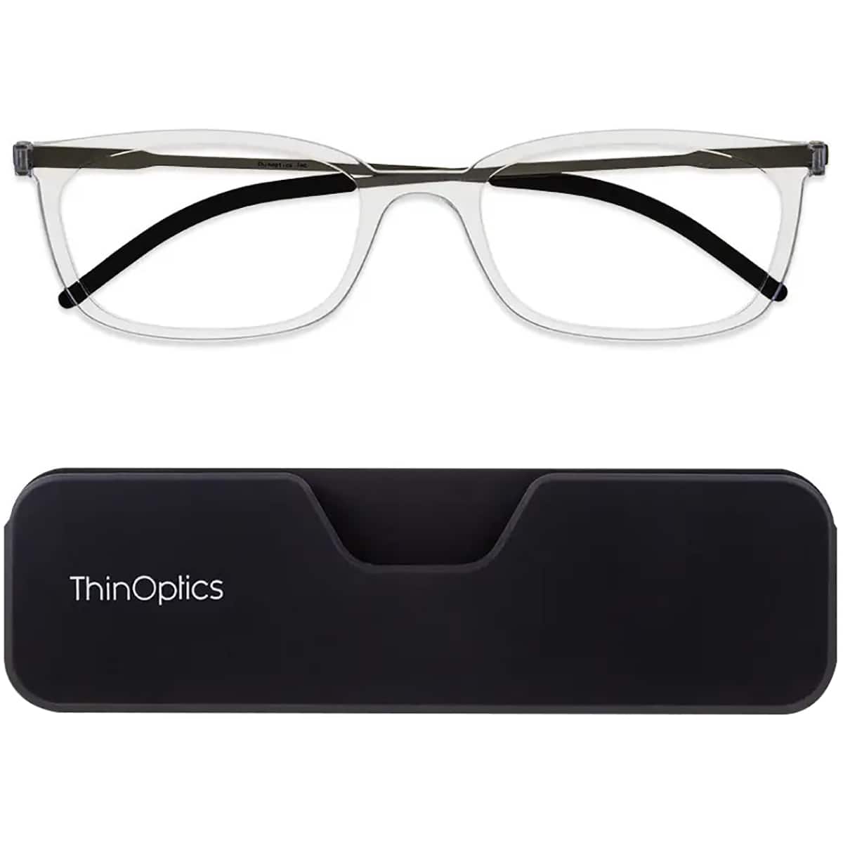 ThinOptics - Connect Reading Glasses with Black Full Frame Pod - +1.50 - Clear
